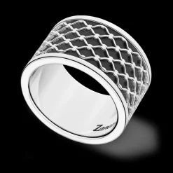 Anello a fascia larga Zancan in argento.