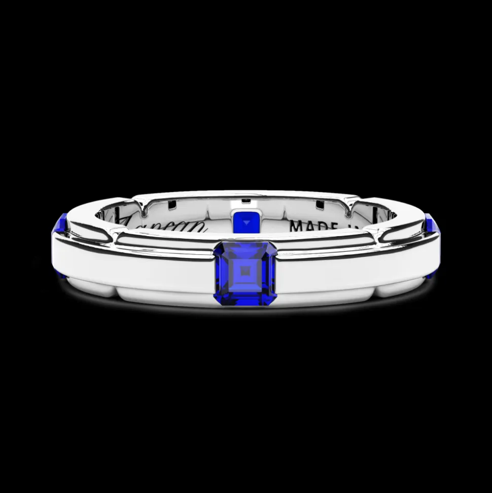 Anello a fascia Zancan in argento e pietre naturali.