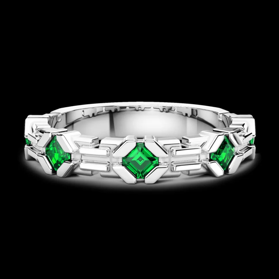 Anello a fascia Zancan in argento e pietre naturali.