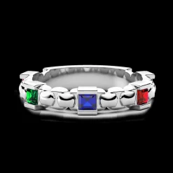 Anello a fascia Zancan in argento e pietre naturali.