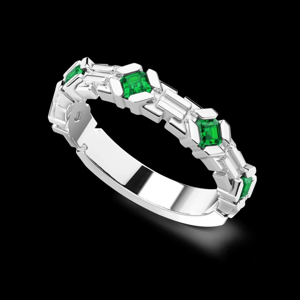 Anello a fascia Zancan in argento e pietre naturali.