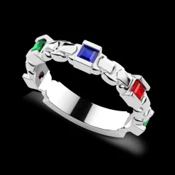 Anello a fascia Zancan in argento e pietre naturali.