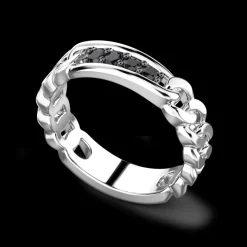 Anello a fede in argneto Zanan con pietre nere.