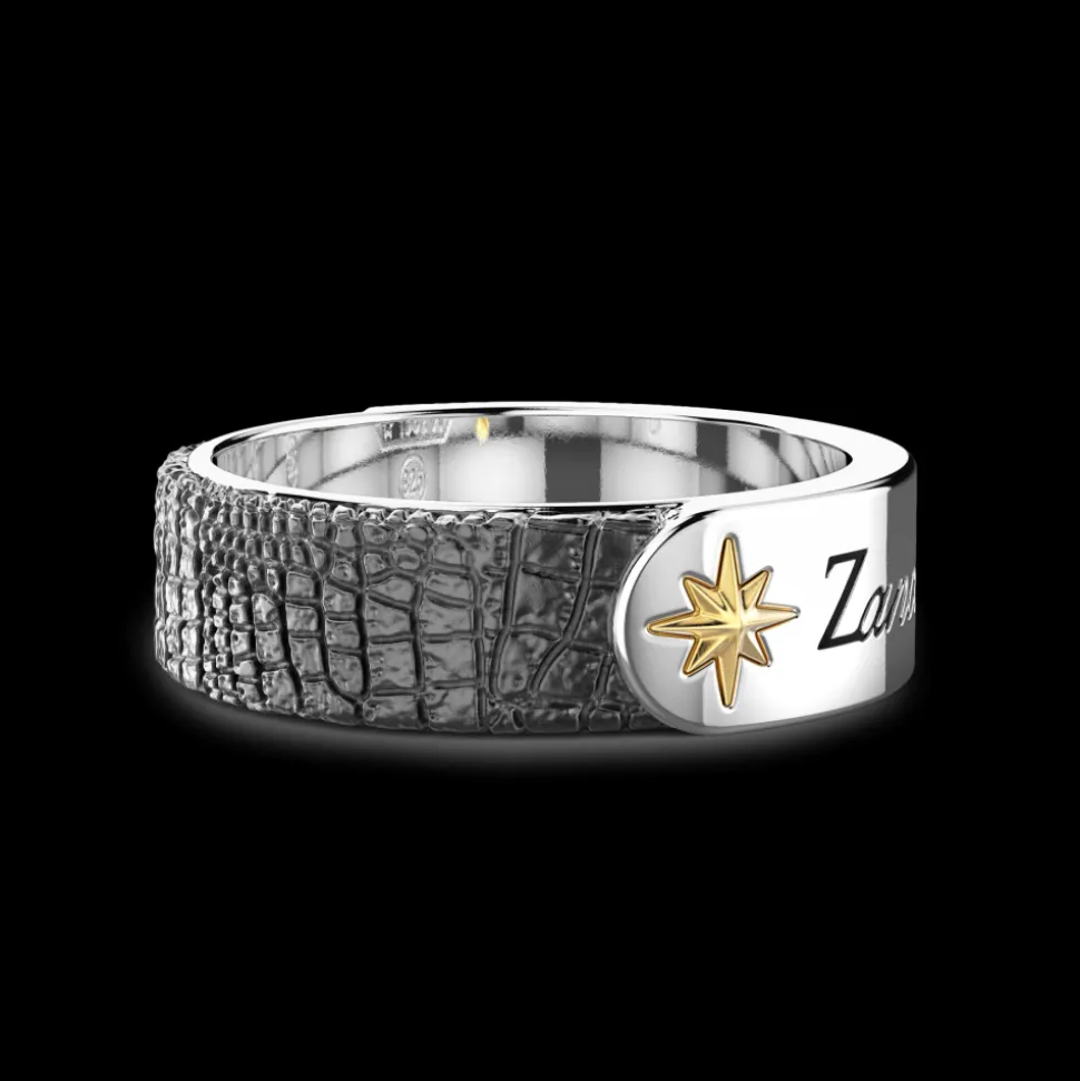 Anello a fede Zancan in argento con effetto pelle.