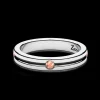Anello a fede Zancan in argento con vite in oro rosa.
