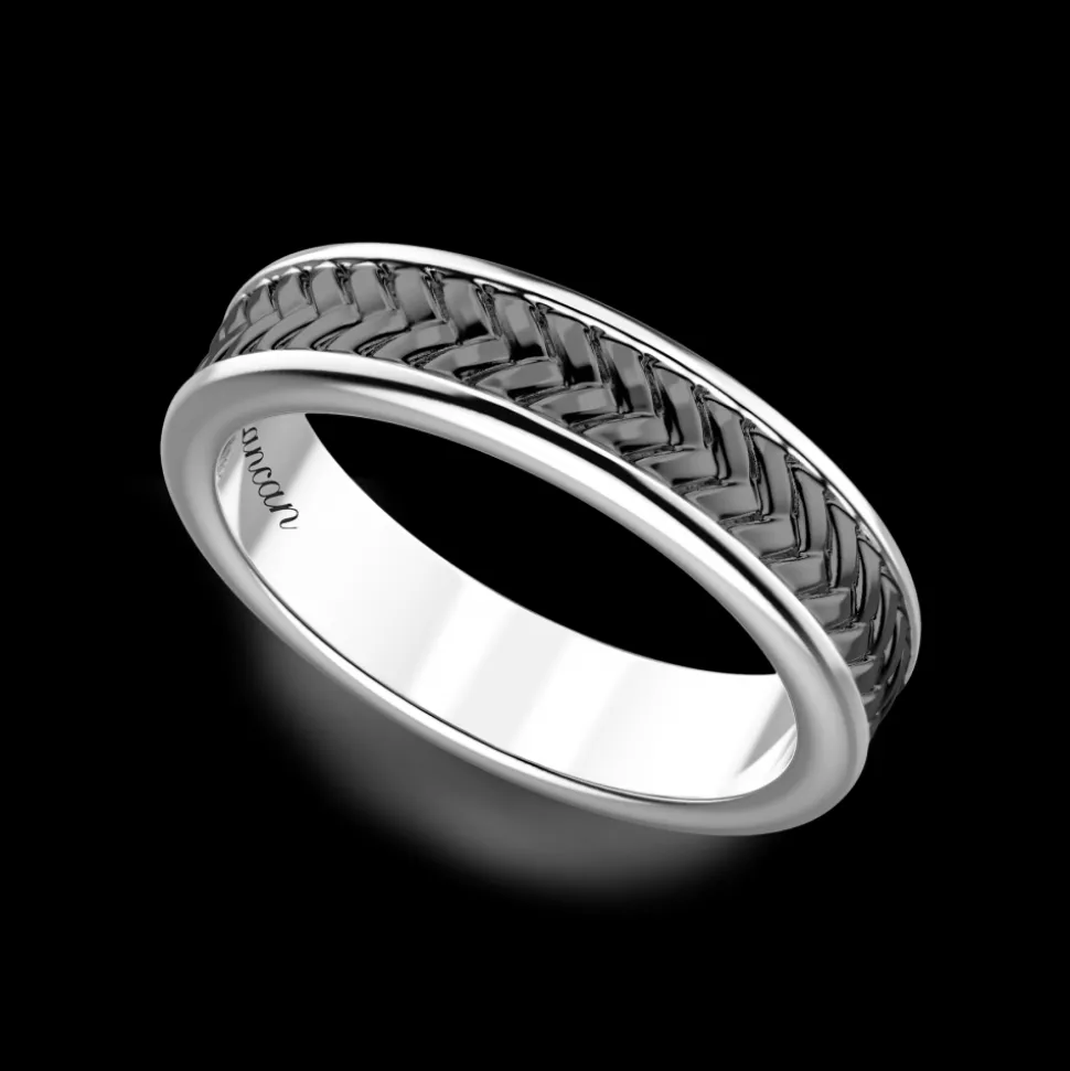 Anello a fede Zancan in argento brunito.