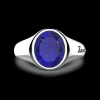 Anello chavlier Zancan in argento rotondo con pietra lapis.