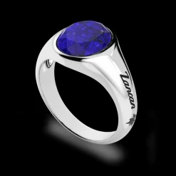 Anello chavlier Zancan in argento rotondo con pietra lapis.