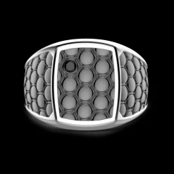 Anello chevalier Zancan in argento brunito.