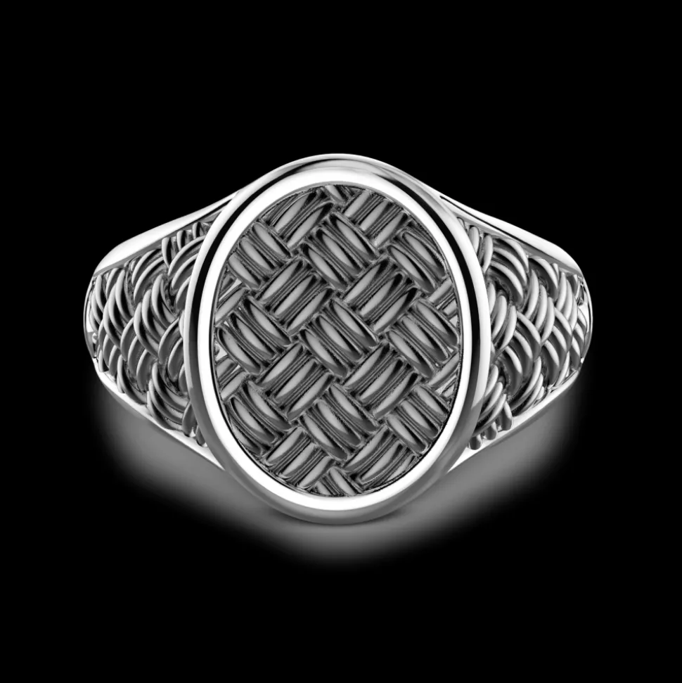 Anello chevalier Zancan in argento brunito.