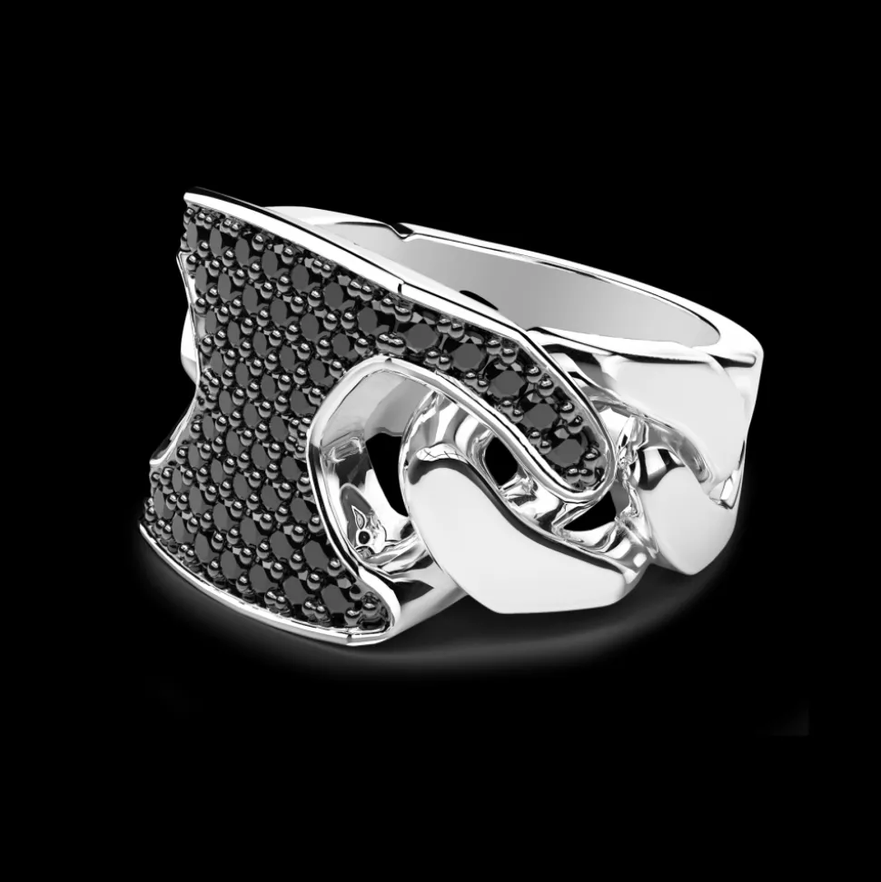 Anello chevalier Zancan in argento con pietre.