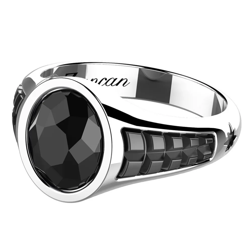 Anello chevalier Zancan in argento con pietra onice ovale.