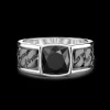 Anello in argento bianco e nero con onice.