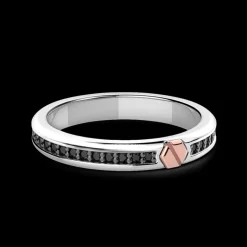 Anello Zancan a fede in argento con pietre e vite in oro rosa.