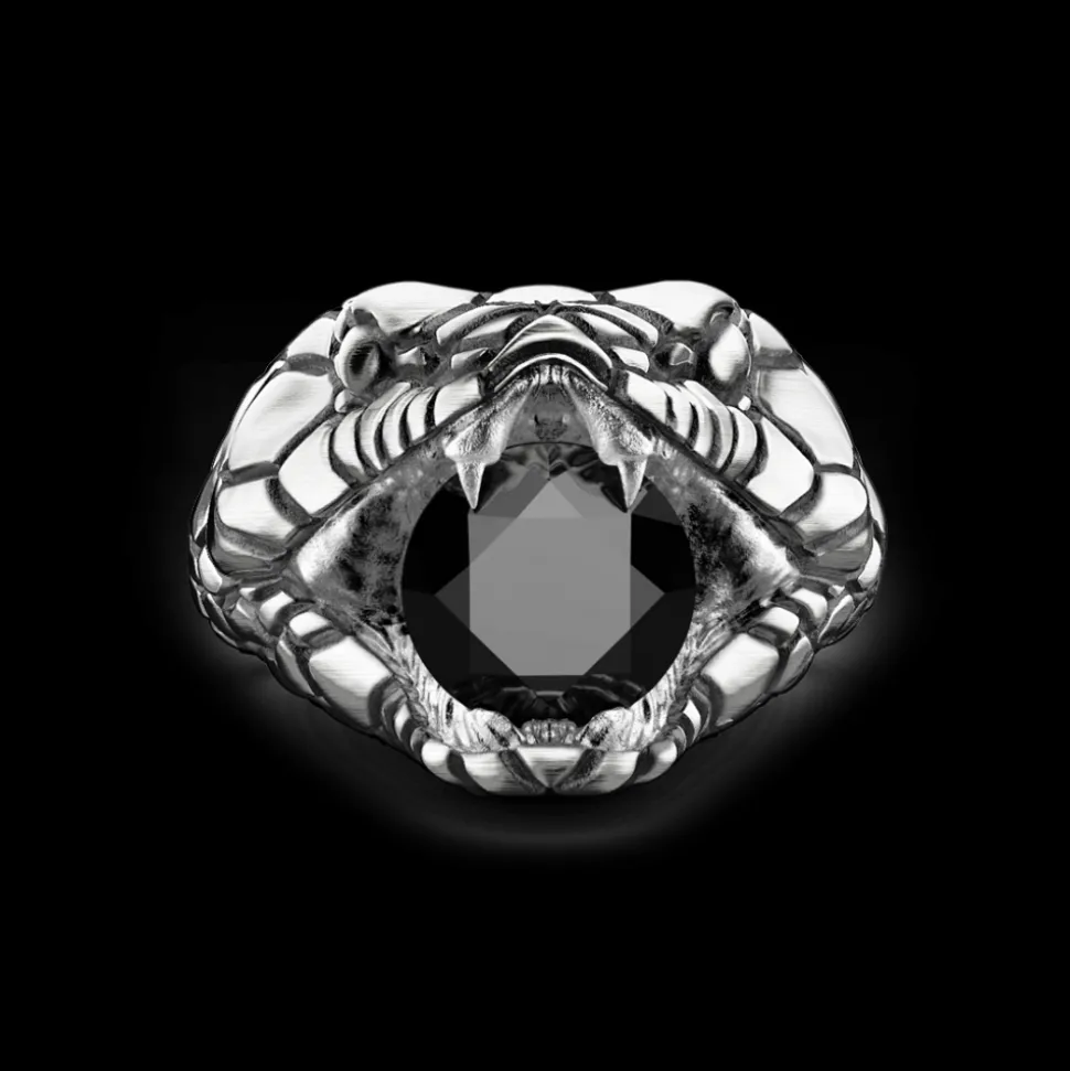 Anello Zancan cobra in argento con finitura vintage.