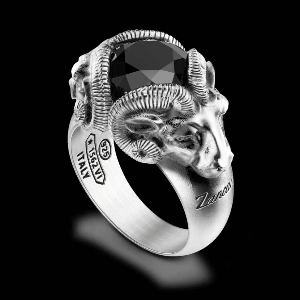 Anello Zancan con arieti ed onice in argento.