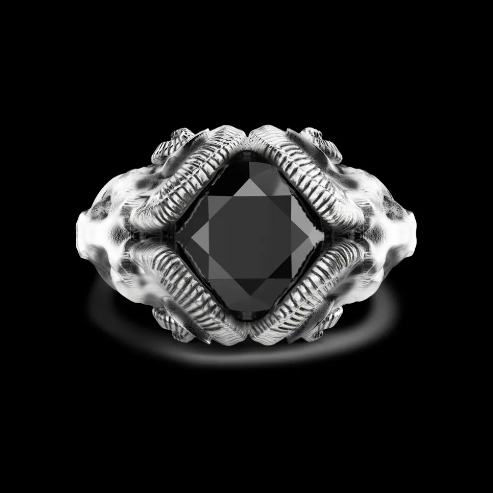 Anello Zancan con arieti ed onice in argento.