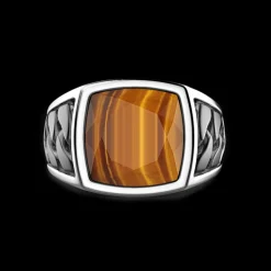 Anello Zancan in argento con pietra occhio di tigre.