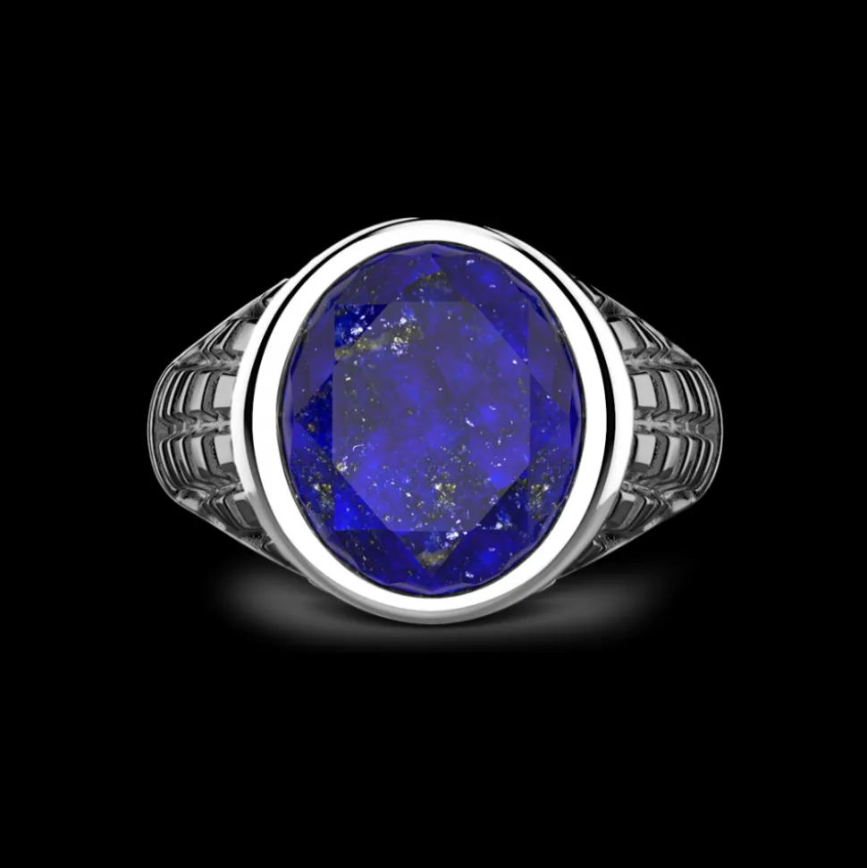 Anello Zancan in argento con pietra blu.