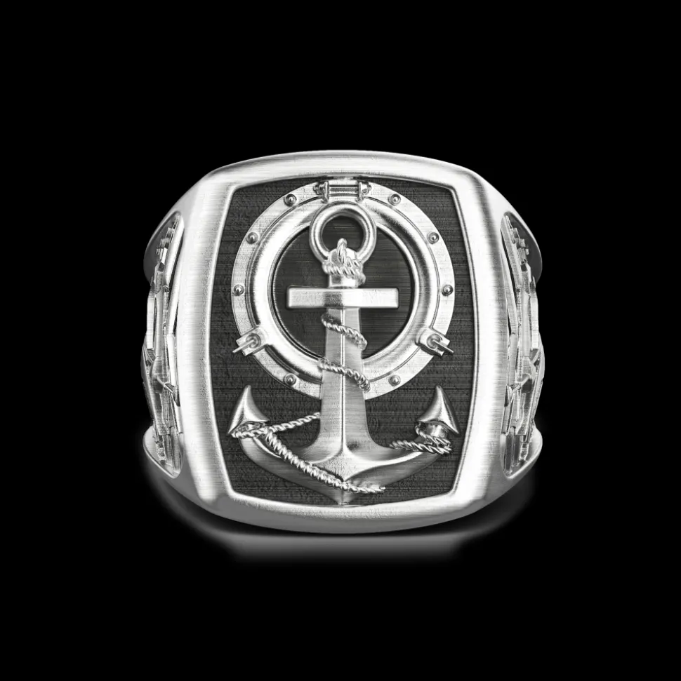 Anello Zancan in argento con ancora.