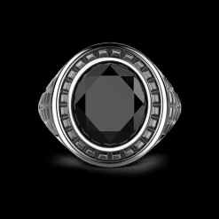 Anello Zancan in argento con pietra nera.