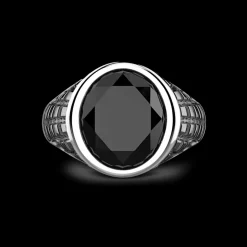 Anello Zancan in argento con pietra nera.