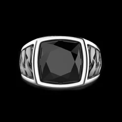 Anello Zancan in argento con pietra nera.