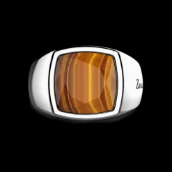 Anello Zancan in argento con pietra occhio di tigre.
