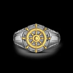 Anello Zancan in argento brunito con timone.