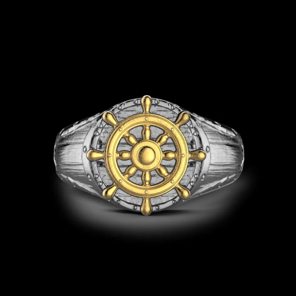 Anello Zancan in argento brunito con timone.