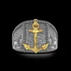 Anello Zancan in argento brunito con ancora.