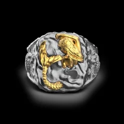 Anello Zancan in argento brunito con sirena.