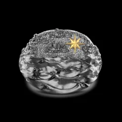 Anello Zancan in argento brunito con onde del mare.
