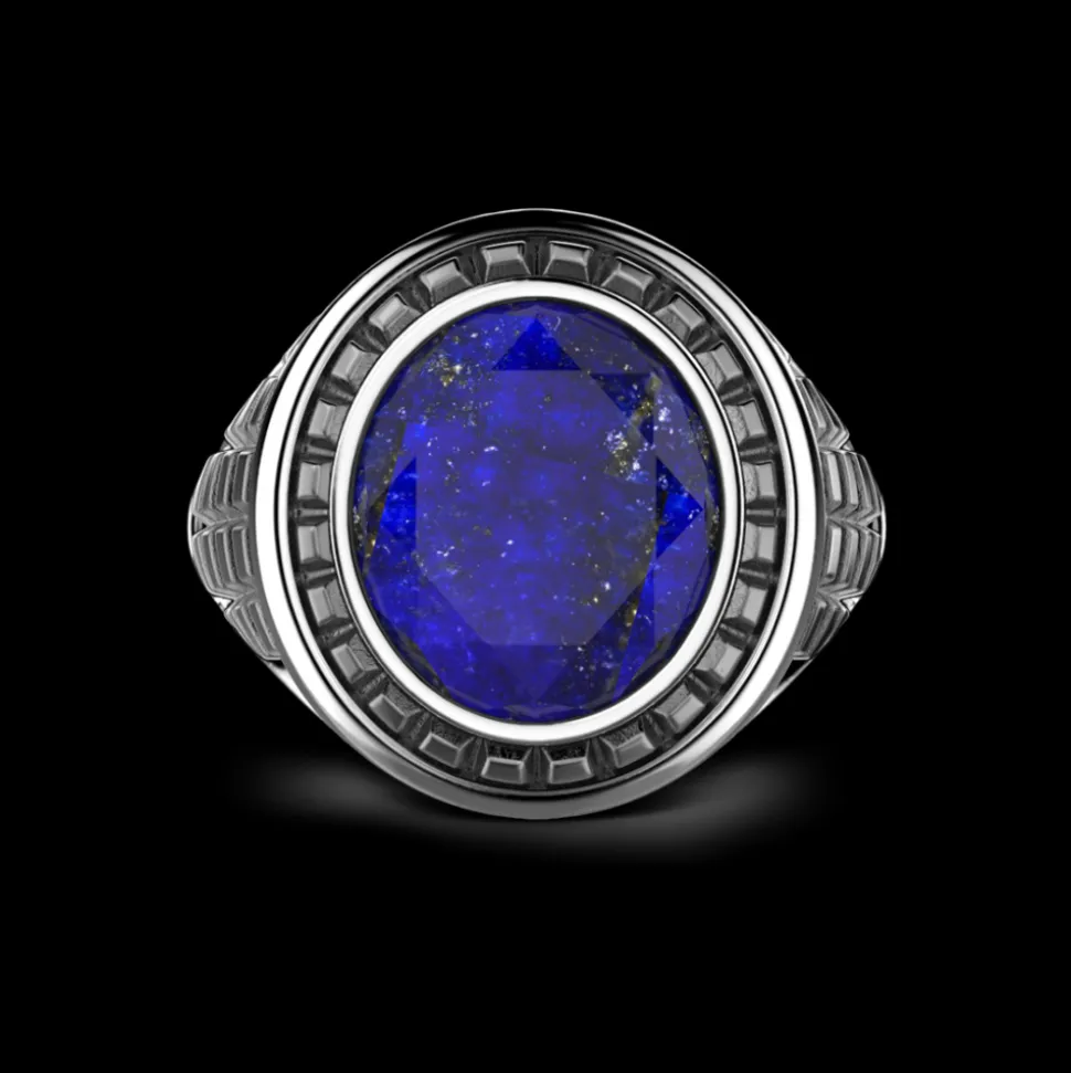 Anello Zancan in argento con pietra blu.