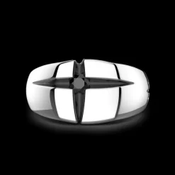 Anello Zancan in argento con pietra nera.