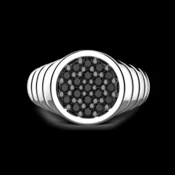 Anello Zancan in argento con pietre nere.