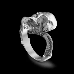 Anello Zancan in argento con teschio e serpente.