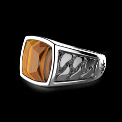 Anello Zancan in argento con pietra occhio di tigre.