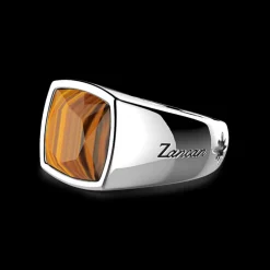 Anello Zancan in argento con pietra occhio di tigre.