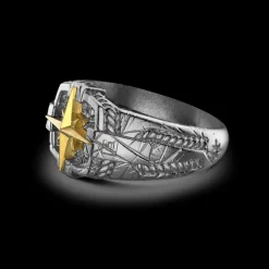 Anello Zancan in argento brunito con rosa dei venti.