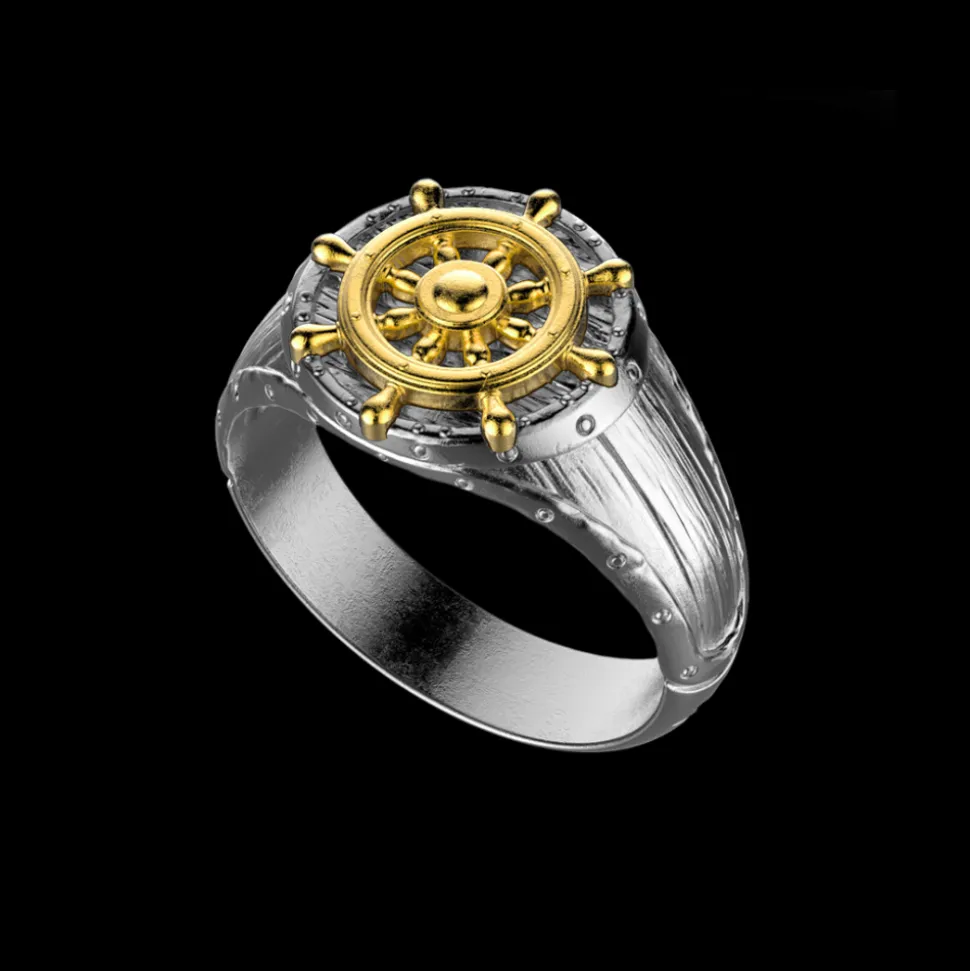 Anello Zancan in argento brunito con timone.