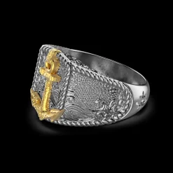 Anello Zancan in argento brunito con ancora.