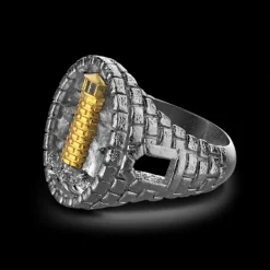 Anello Zancan in argento brunito con faro.