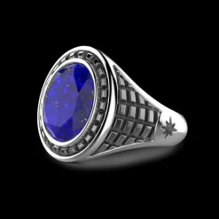 Anello Zancan in argento con pietra blu.