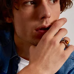 Anello Zancan in argento con pietra occhio di tigre.
