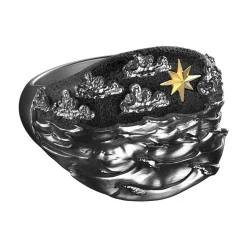 Anello Zancan in argento brunito con onde del mare.
