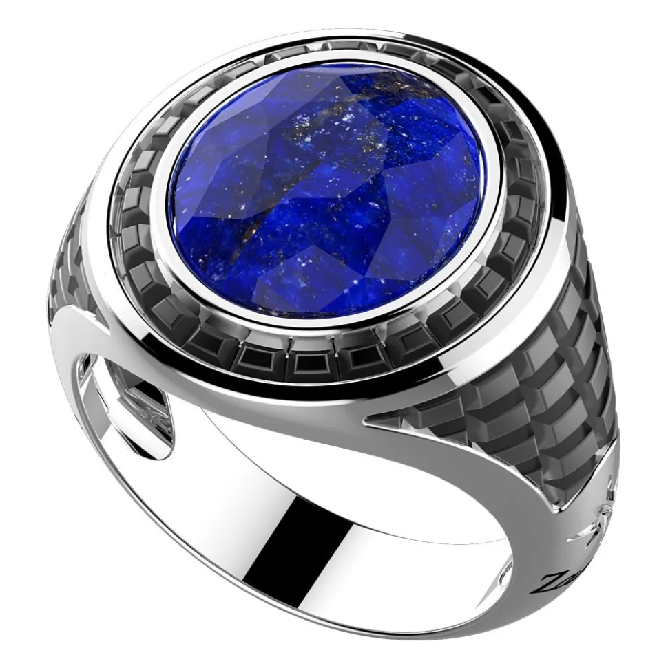 Anello Zancan in argento con pietra blu.