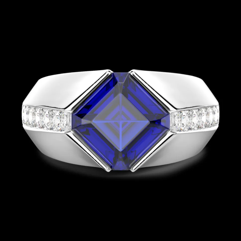 Anello Zancan in oro 18kt con zaffiro blu.