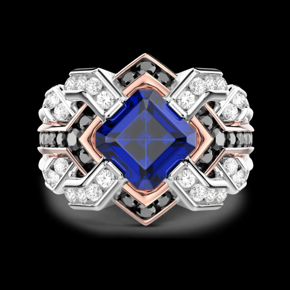 Anello Zancan in oro 18kt con zaffiro blu.