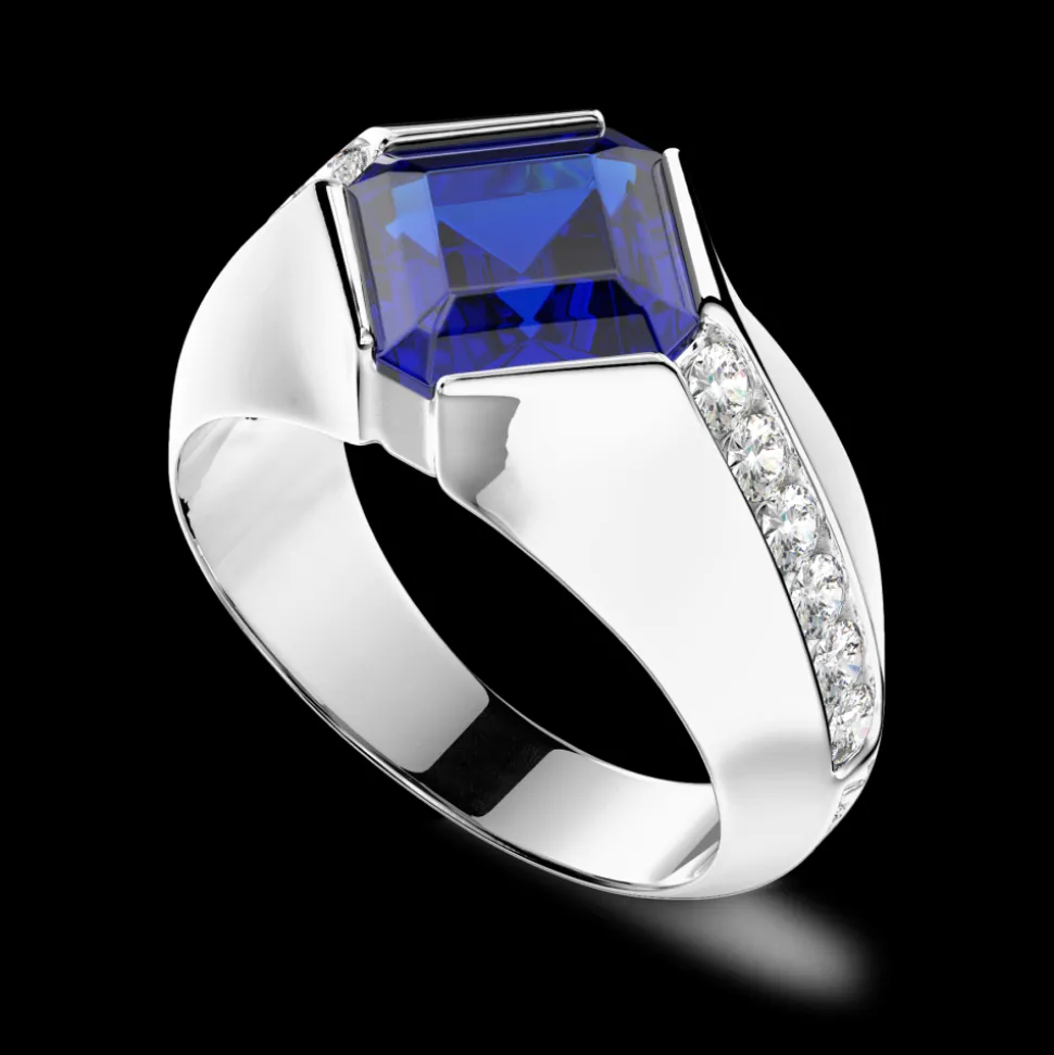 Anello Zancan in oro 18kt con zaffiro blu.